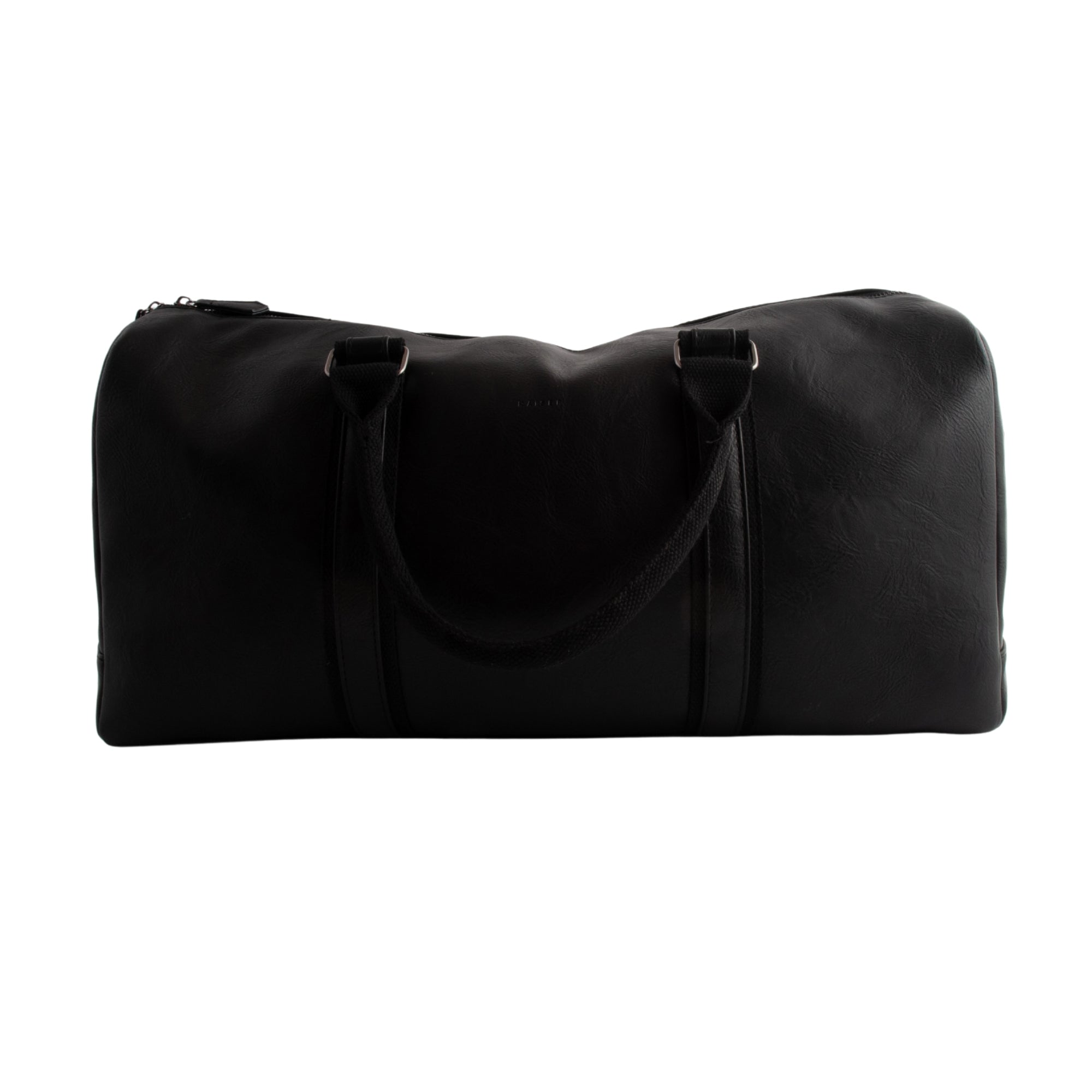 Kaiser Faux Leather Structured Duffle Bag - BLACK